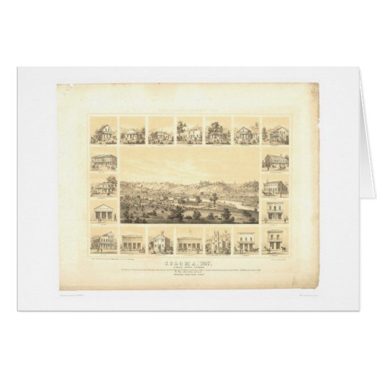 Coloma, CA. Panoramic Map 1857 (0423A) Cards (Front Horizontal)