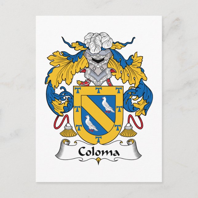 Coloma Family Crest Postcard (Front)