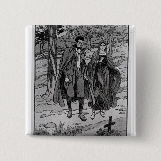 Colomba & her brother beside their father's pinback button (Front)