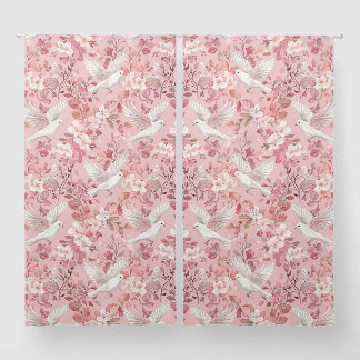 colombes et fleurs sur fond rose blackout curtains