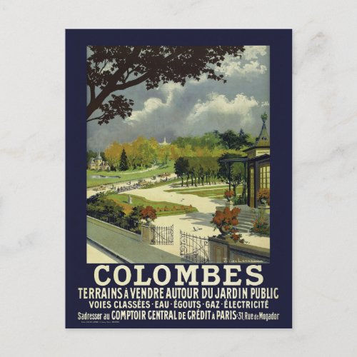 Colombes France Vintage Poster 1914 Postcard