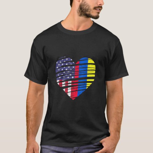 Colombia American Grown Heart USA Patriot Heritage T_Shirt