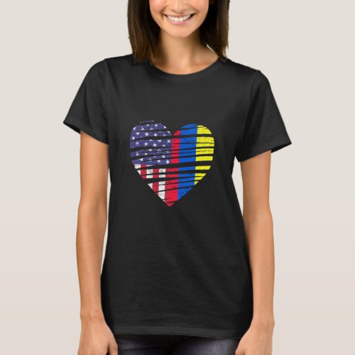 Colombia American Grown Heart USA Patriot Heritage T_Shirt