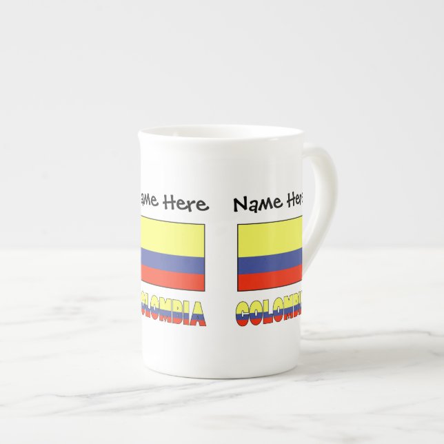 Colombia and Colombian Flag Personalized  Bone China Mug (Front Right)