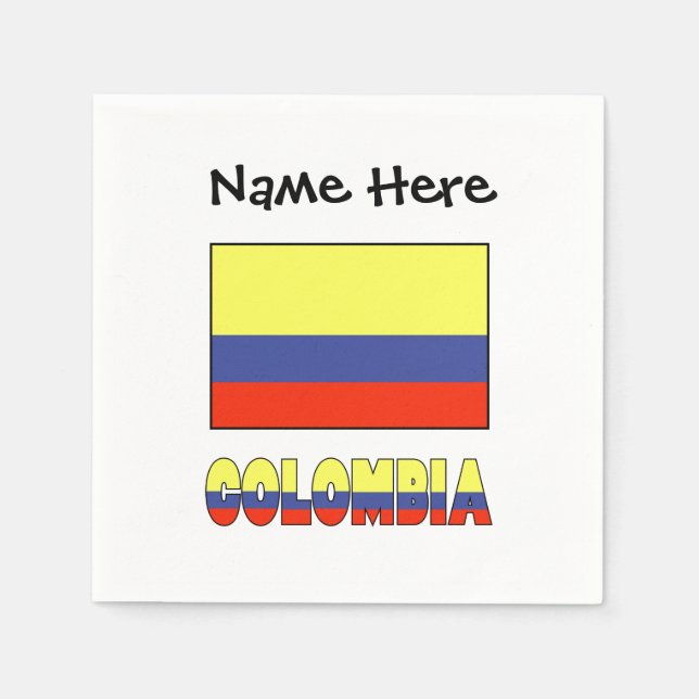 Colombia and Colombian Flag Personalized  Napkins (Front)