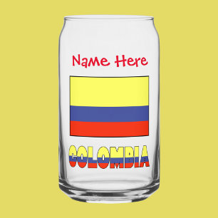 Colombia and Colombian Flag Red Personalization Can Glass