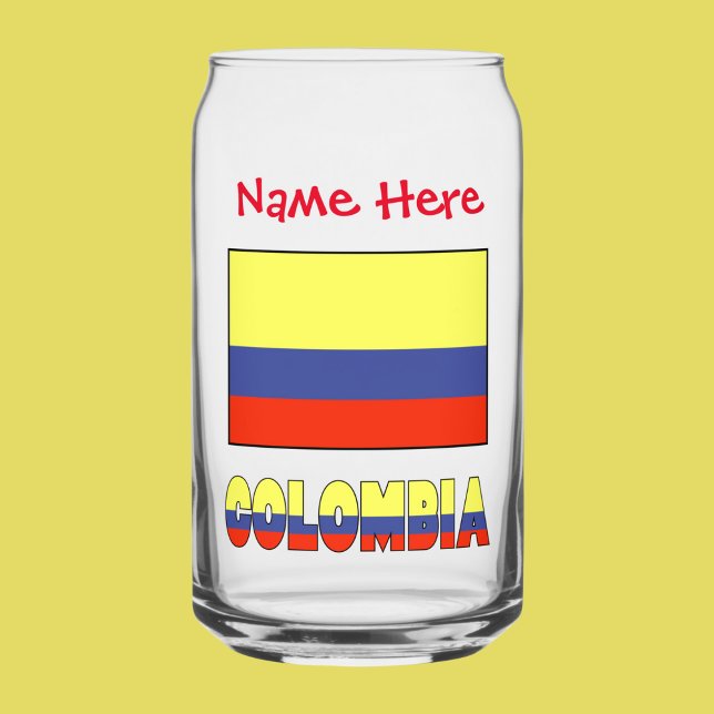Colombia and Colombian Flag Red Personalization Can Glass (Creator Uploaded)