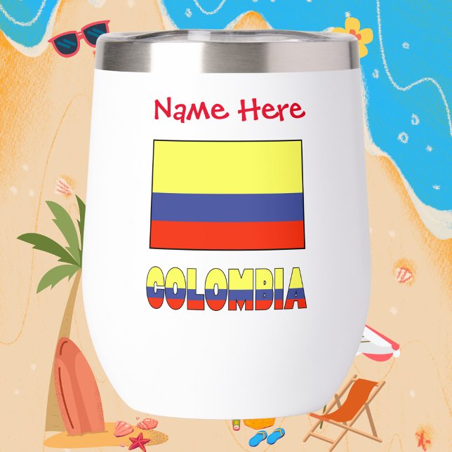 Colombia and Colombian Flag Red Personalization Thermal Wine Tumbler (Creator Uploaded)