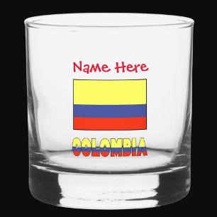 Colombia and Colombian Flag Red Personalization Whiskey Glass