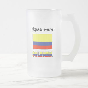Colombia and Colombian Flag with Your Name Frosted Glass Beer Mug