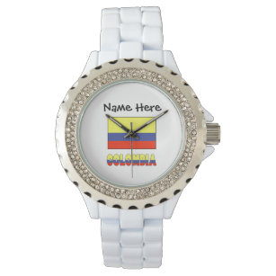 Colombia and Colombian Flag with Your Name Watch