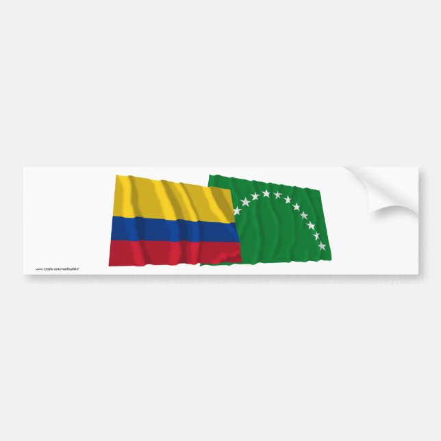 Colombia and Risaralda Waving Flags Bumper Sticker (Front)