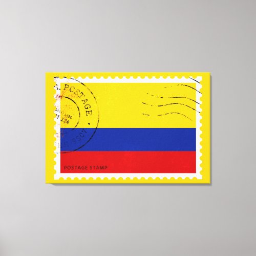 Colombia Art Flag Postage Stamp Stretched Canvas
