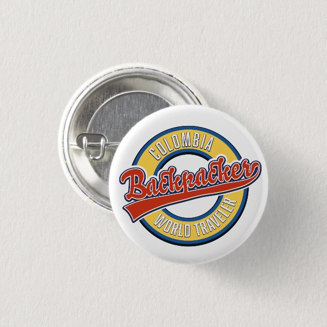 Colombia backpacker world traveler button (Front & Back)