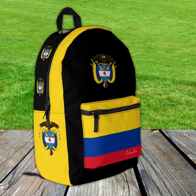 Colombia, black backpack, Colombian Flag patriotic Printed Backpack (Creator Uploaded)