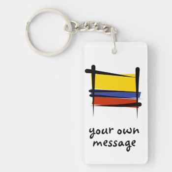Colombia Brush Flag Keychain by representshop at Zazzle