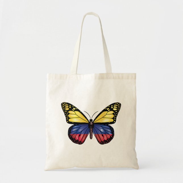 Colombia Butterfly Monarque Flag Tote Bag (Front)
