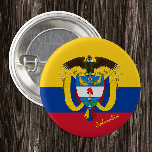 Colombia button, patriotic Colombian Flag Button