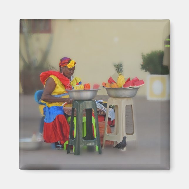 Colombia - Caribbean Fruit Vendor Magnet (Front)