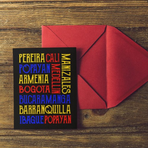 Colombia City Typografie Art Postcard