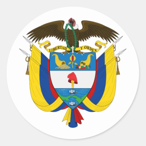 Colombia Coat Of Arms Classic Round Sticker