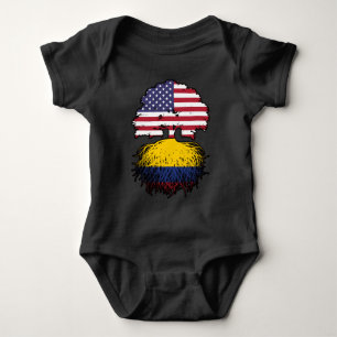 Colombia Colombian American USA Tree Roots Flag Baby Bodysuit