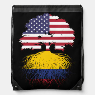Colombia Colombian American USA Tree Roots Flag Drawstring Bag