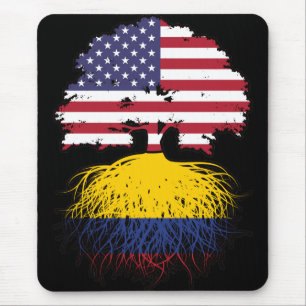 Colombia Colombian American USA Tree Roots Flag Mouse Pad