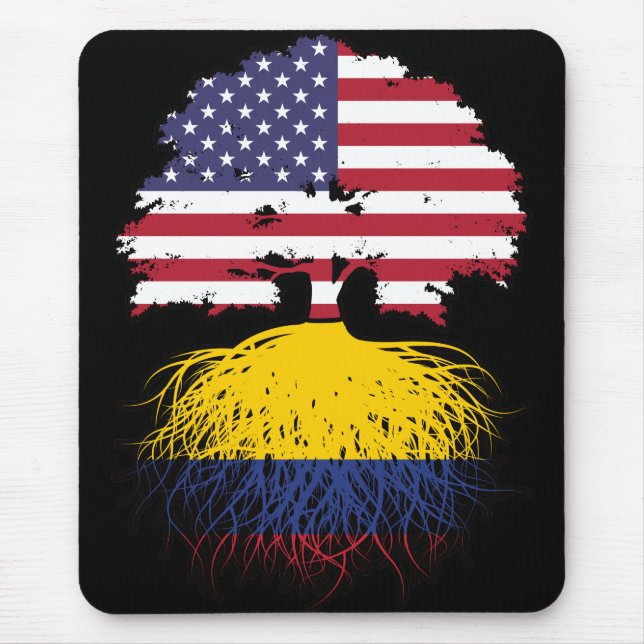 Colombia Colombian American USA Tree Roots Flag Mouse Pad (Front)