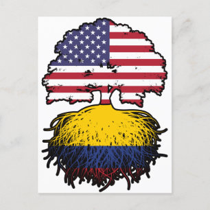 Colombia Colombian American USA Tree Roots Flag Postcard