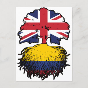 Colombia Colombian British UK Tree Roots Flag Postcard