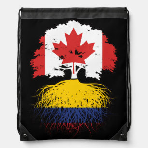 Colombia Colombian Canadian Canada Tree Roots Flag Drawstring Bag