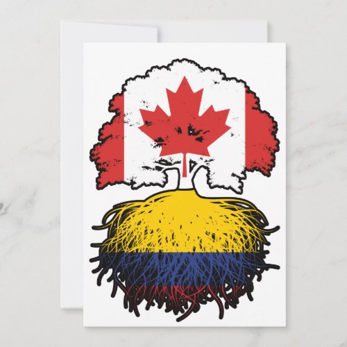 Colombia Colombian Canadian Canada Tree Roots Flag Invitation