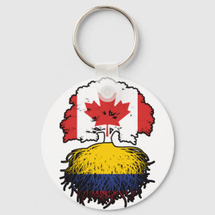 Colombia Colombian Canadian Canada Tree Roots Flag Keychain