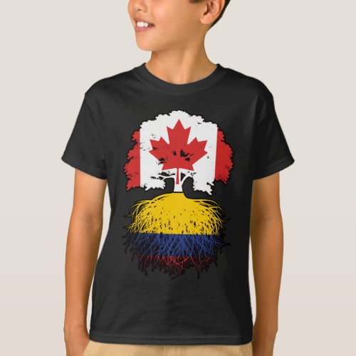 Colombia Colombian Canadian Canada Tree Roots Flag T_Shirt