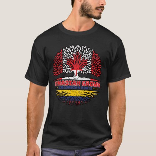 Colombia Colombian Canadian Canada Tree Roots Flag T_Shirt