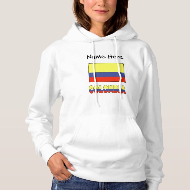 Colombia Colombian Flag Black Personalization  Hoodie (Front)