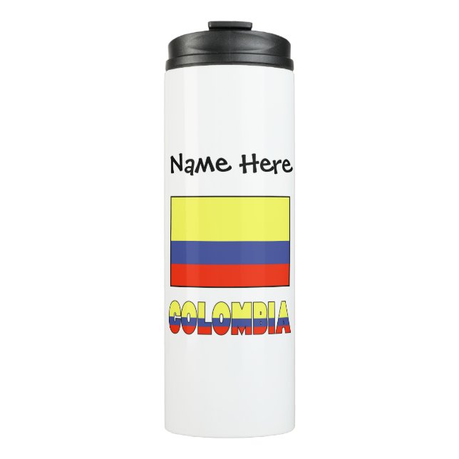 Colombia Colombian Flag Black Personalization  Thermal Tumbler (Front)