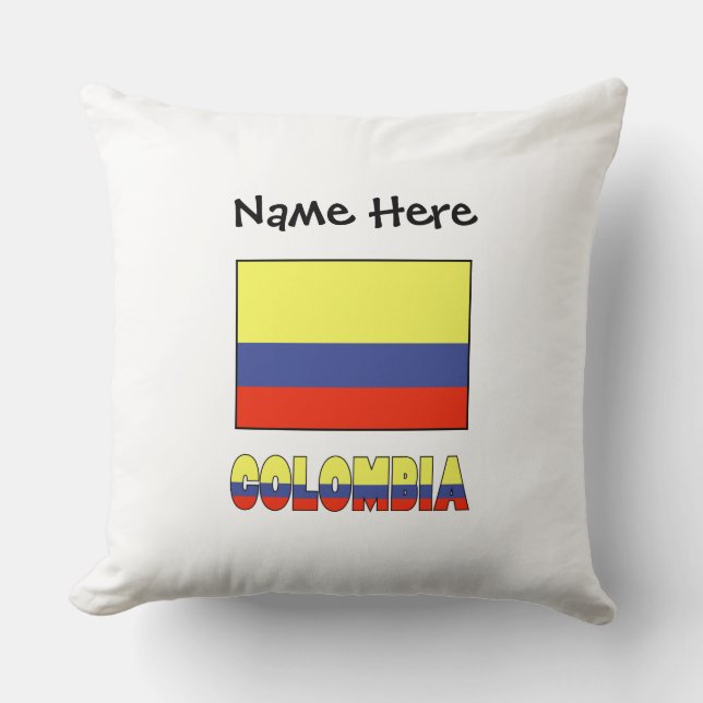 Colombia Colombian Flag Black Personalization  Throw Pillow (Front)