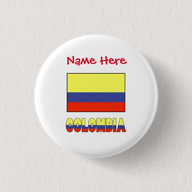 Colombia Colombian Flag Red Personalized Button (Front)