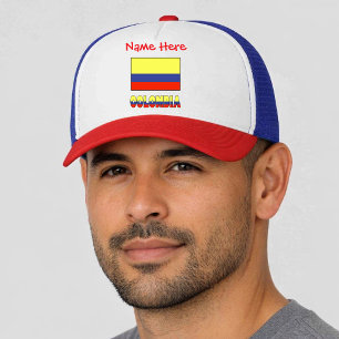 Colombia Colombian Flag Red Personalized  Trucker Hat