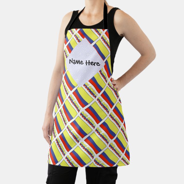 Colombia Colombian Flag Tiled Black Personalized  Apron (Insitu)