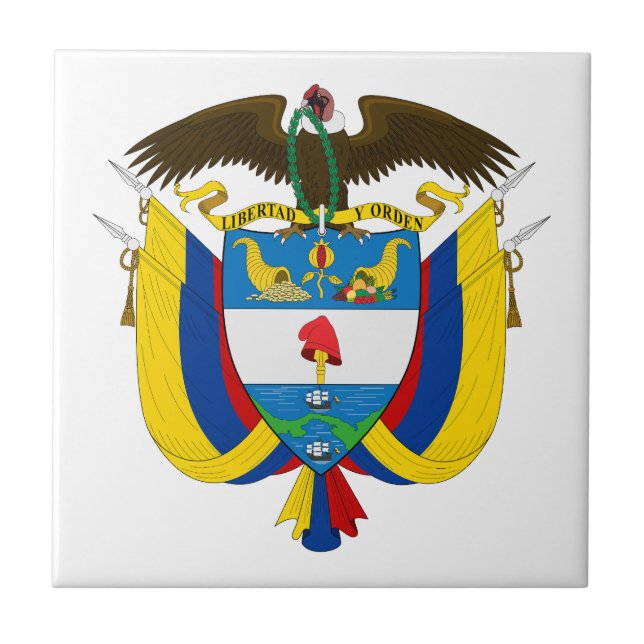 Colombia country coat arms symbol emblem flag ceramic tile (Front)