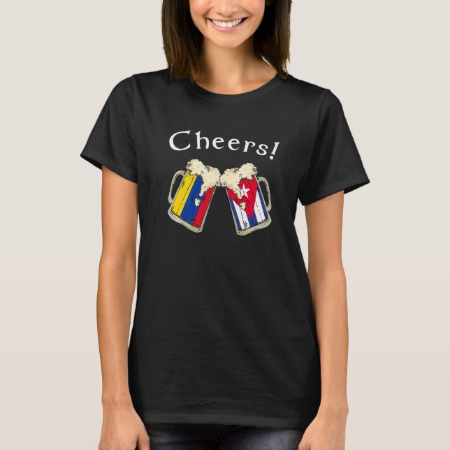 Colombia Cuba Flag Cheers Beer Grown Patriot Count T-Shirt (Front)