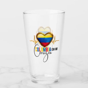 Colombia en mi Corazon Colombian Pride Glass