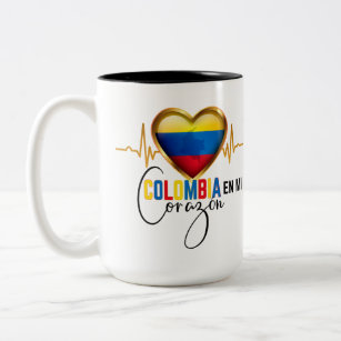 Colombia en mi Corazon Colombian Pride Two-Tone Coffee Mug