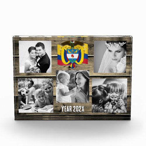 Colombia family photo block  Colombian flag wood