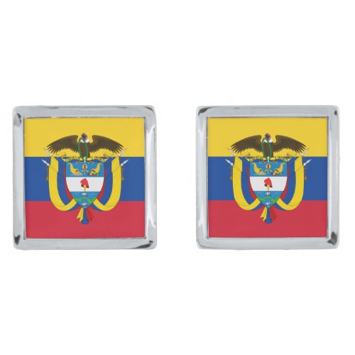 Colombia Flag and Coat Of Arms Patriotic Cufflinks
