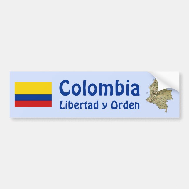 Colombia Flag and Map Bumper Sticker (Front)