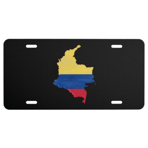 Colombia flag and map license plate
